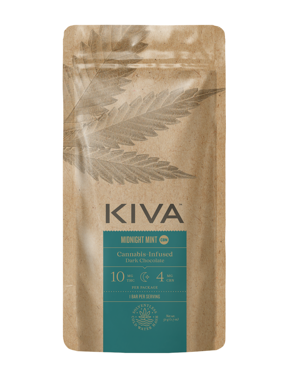 Kiva Bar Midnight Mint Dark Chocolate CBN Cannabis Edible