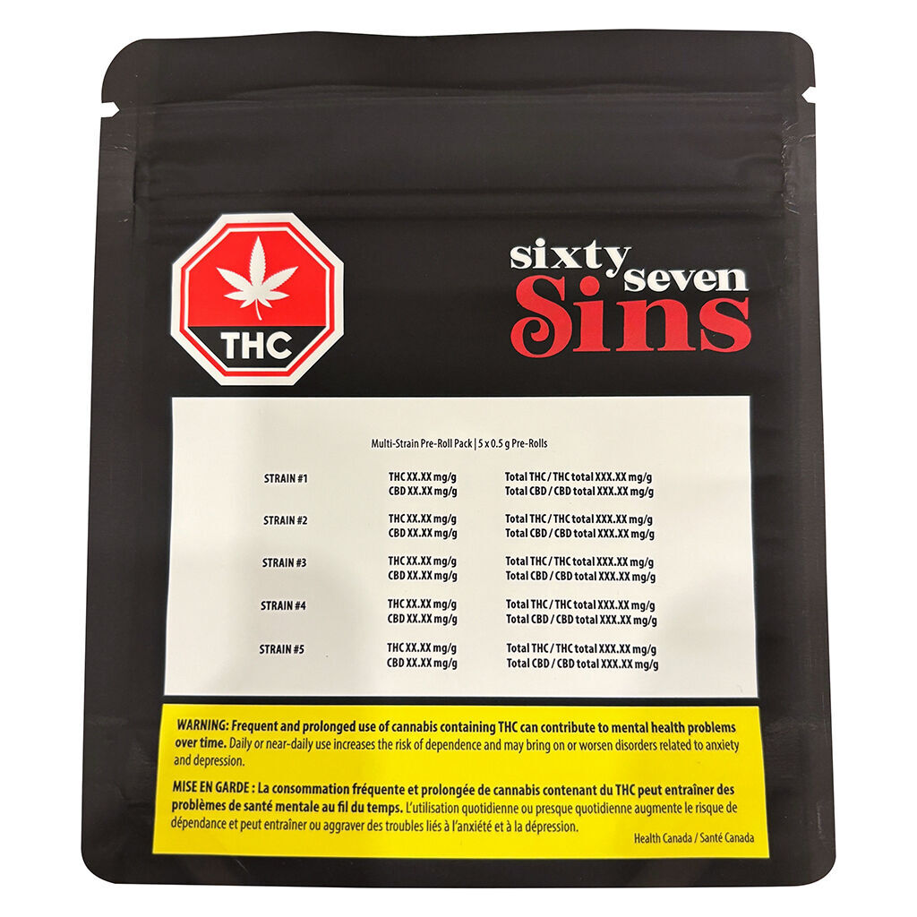 67 Artisan Reserve Pre-Rolls 5 Pack by Sixty Seven Sins