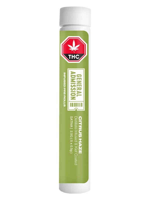 Citrus Haze Distillate Infused Pre-Rolls 5 Pack by General Admission