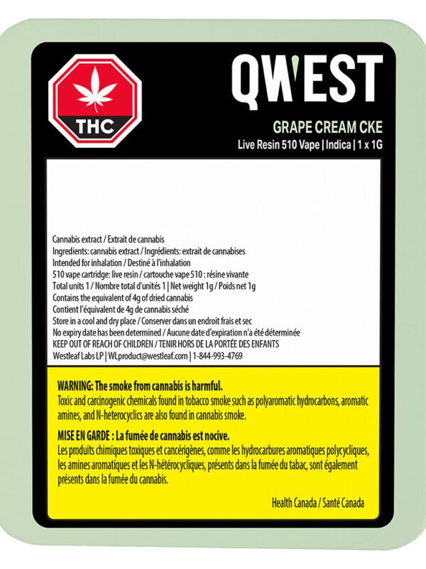 Grape Cream CKE Live Resin 510 1g by Qwest