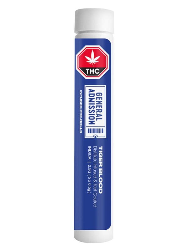 Tiger Blood Distillate Infused Pre-Rolls 5 Pack by General Admission