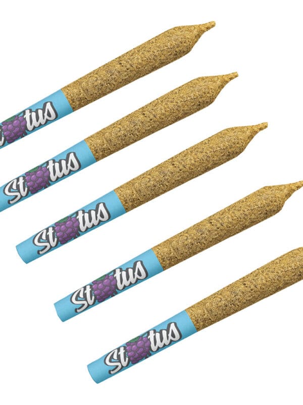 Cha-Ching Cherry Liquid Diamond Infused Pre-Roll 5 Pack premium kief-coated joints by Status, available for local delivery from Montrose Cannabis.