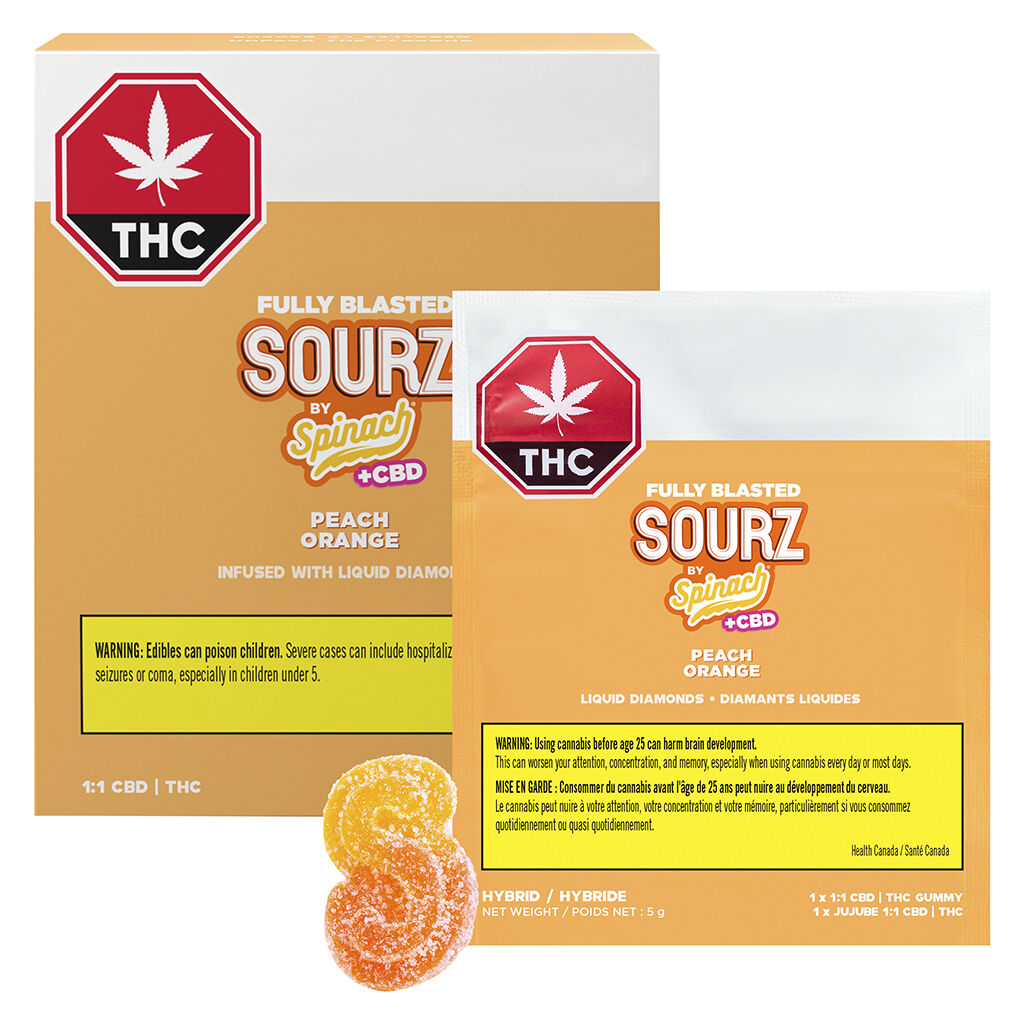 Fully Blasted Peach Orange 1:1 Soft Chews 10-Pack by SOURZ