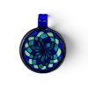 Cobalt Mandala Glass Pendant handcrafted glass pendant with blue, teal, mint, and violet mandala-inspired design.