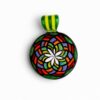 Filla Rainbow Mandala Glass Pendant handcrafted glass pendant with vibrant red, orange, yellow, green, purple, and white mandala design.