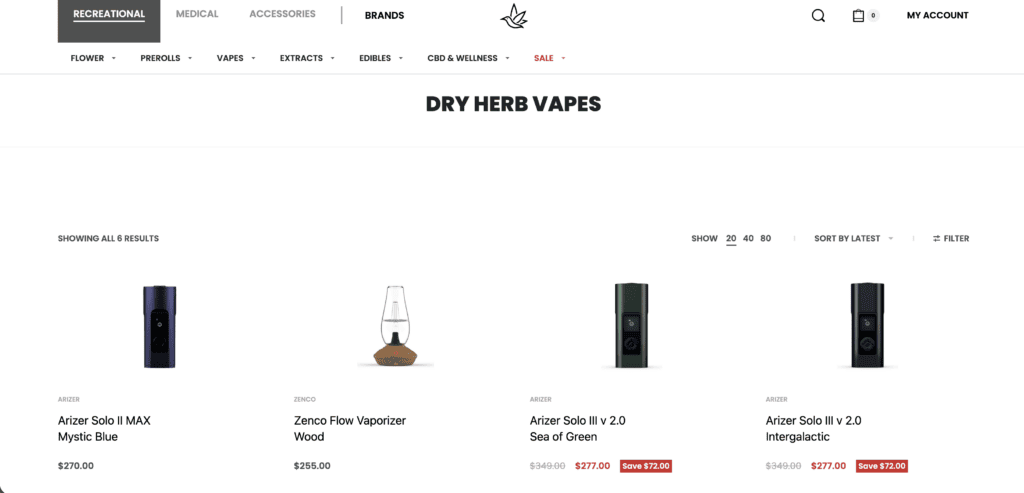 Sélection de vaporisateurs d'herbes sèches à Toronto par Montrose Cannabis
